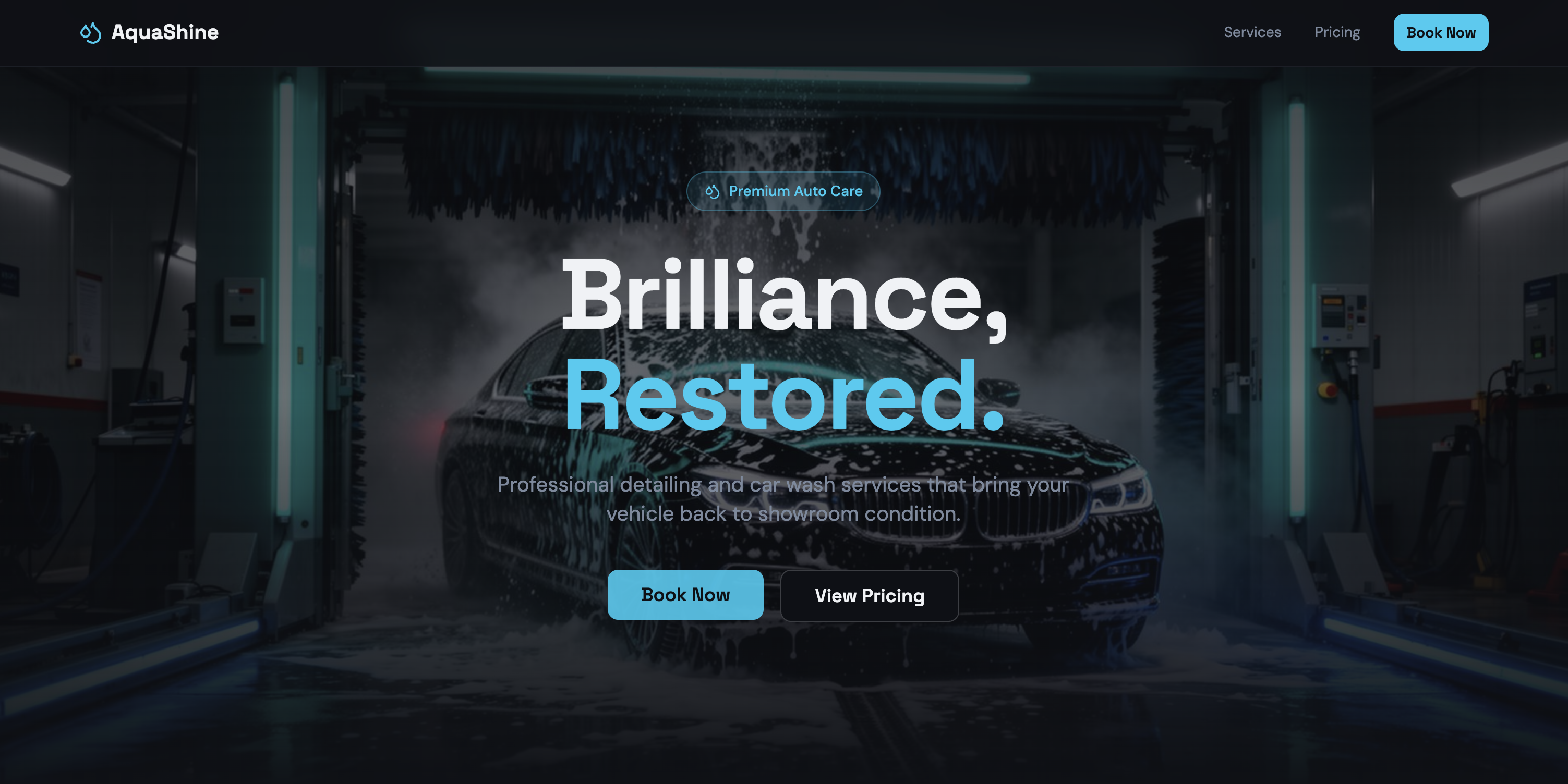 Custom car wash website design for AquaShine Car Wash
