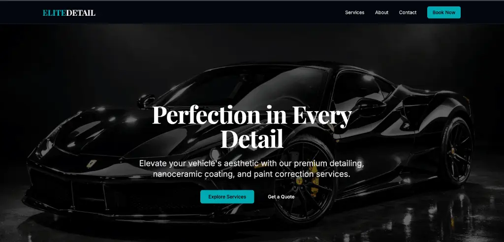 Custom auto detailing website design for Elite Detail