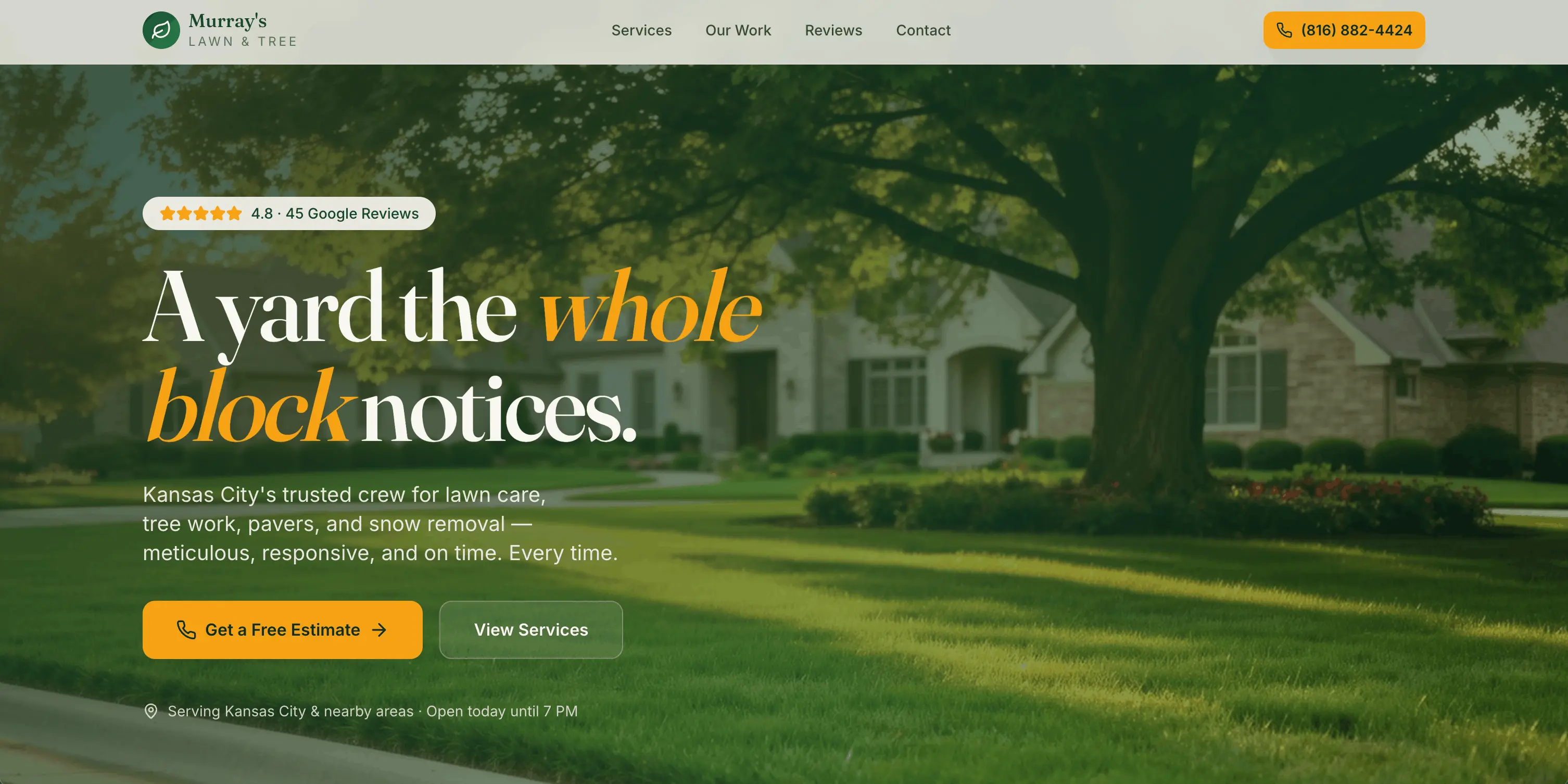 Custom landscaping website design for Murray's Landscaping